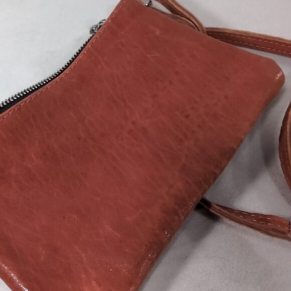 Maxon Collection Italy Leather Crossbody Burnt Orange Brown Adjustable Strap - Picture 11 of 13